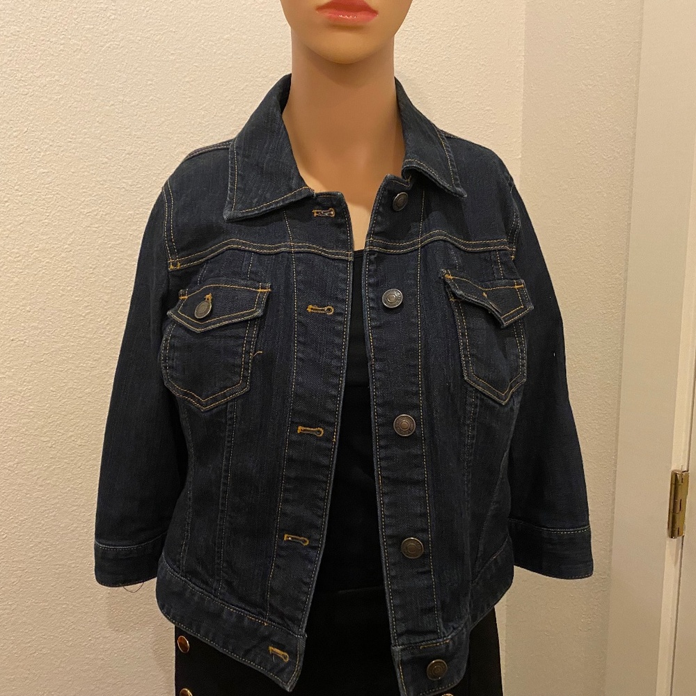 Loft Small 3/4 Sleeve Short Blue Jean Jacket
